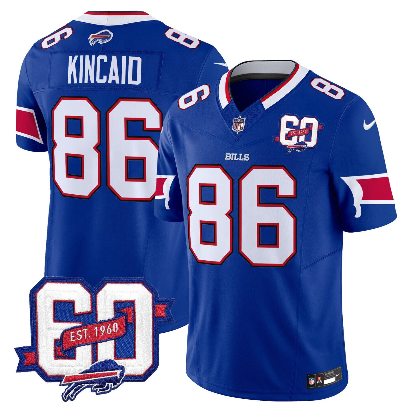 Men's Bills 60th Anniversary Patch Vapor Limited Jersey - All Stitched