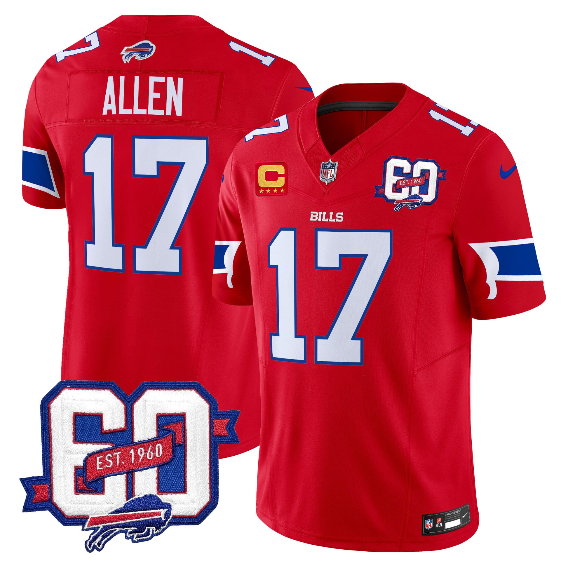 Men's Bills 60th Anniversary Patch Vapor Limited Jersey - All Stitched