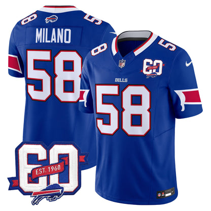 Men's Bills 60th Anniversary Patch Vapor Limited Jersey - All Stitched