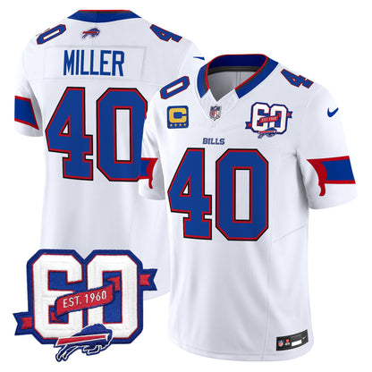 Men's Bills 60th Anniversary Patch Vapor Limited Jersey - All Stitched