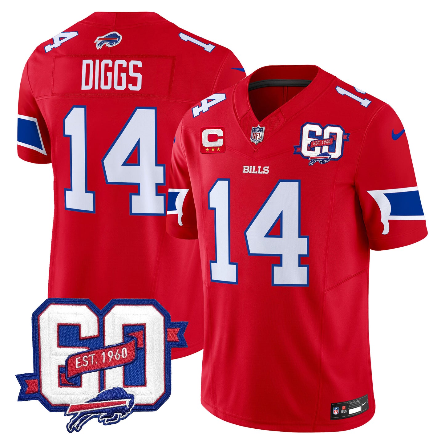 Men's Bills 60th Anniversary Patch Vapor Limited Jersey - All Stitched