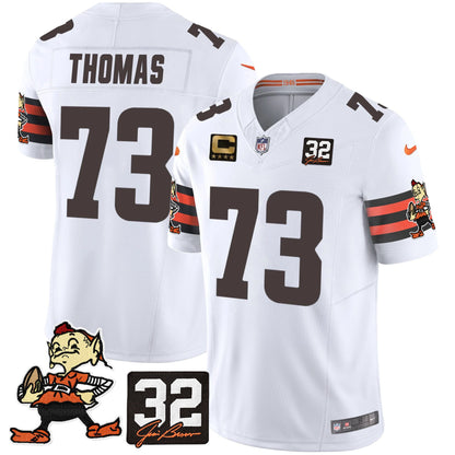 Men's Browns #32 Jim Brown Memorial Patch Vapor Limited Jersey V2 - All Stitched