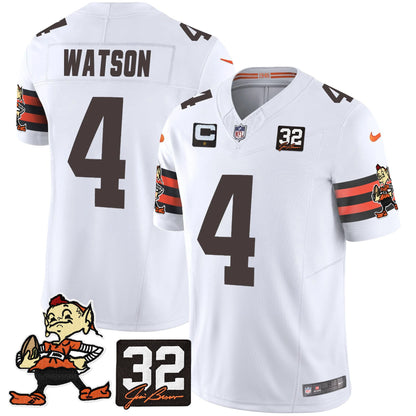 Men's Browns #32 Jim Brown Memorial Patch Vapor Limited Jersey V2 - All Stitched