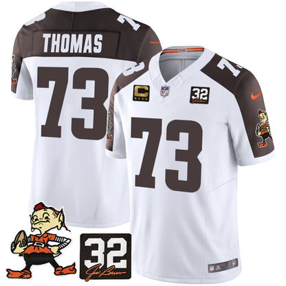 Men's Browns #32 Jim Brown Memorial Patch Vapor Limited Jersey V2 - All Stitched