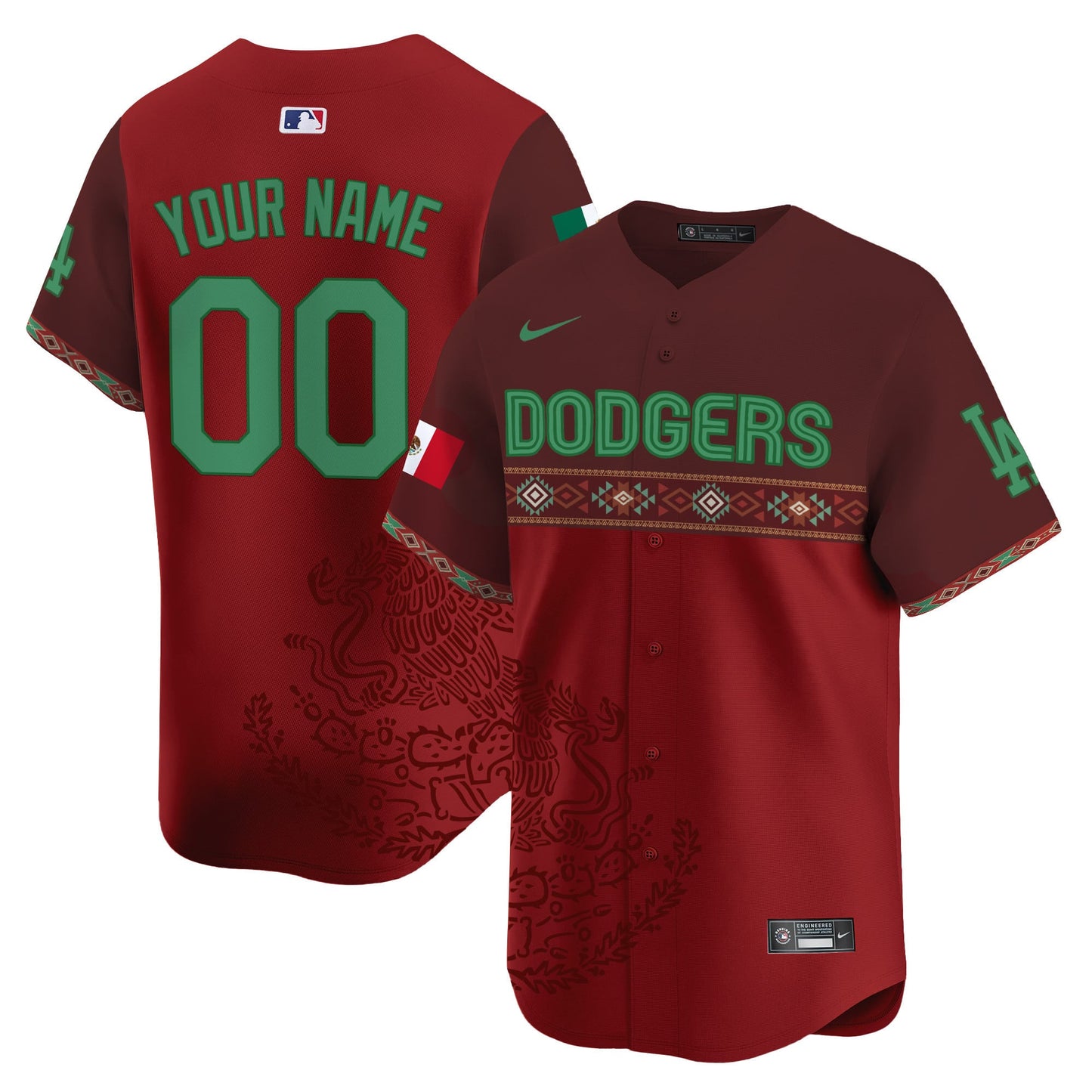 Los Angeles Dodgers Mexico Vapor Premier Limited Custom Jersey V3 - Printed