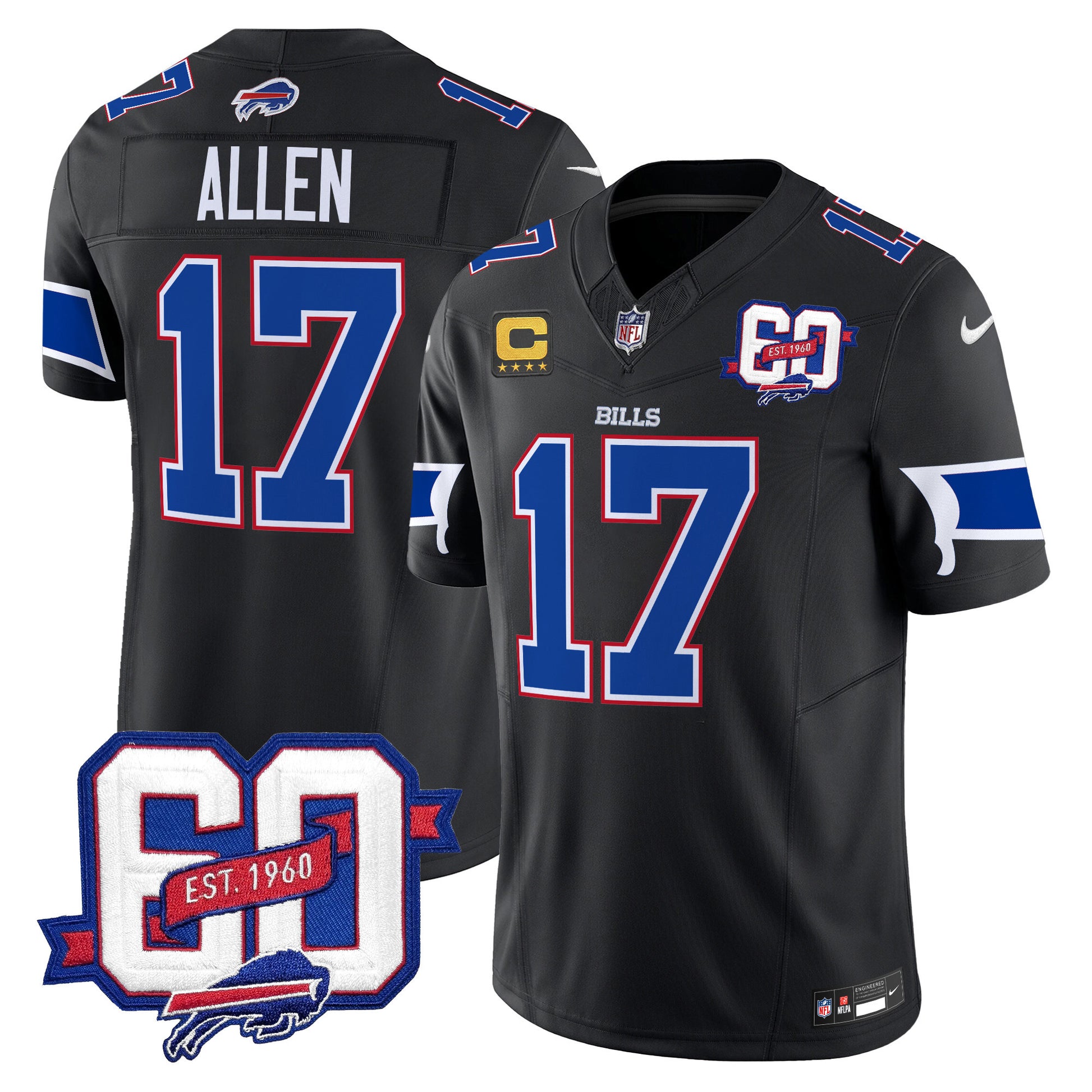 Men's Bills 60th Anniversary Patch Vapor Limited Jersey - All Stitched
