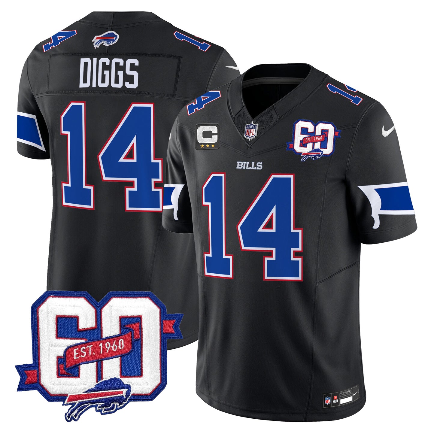 Men's Bills 60th Anniversary Patch Vapor Limited Jersey - All Stitched