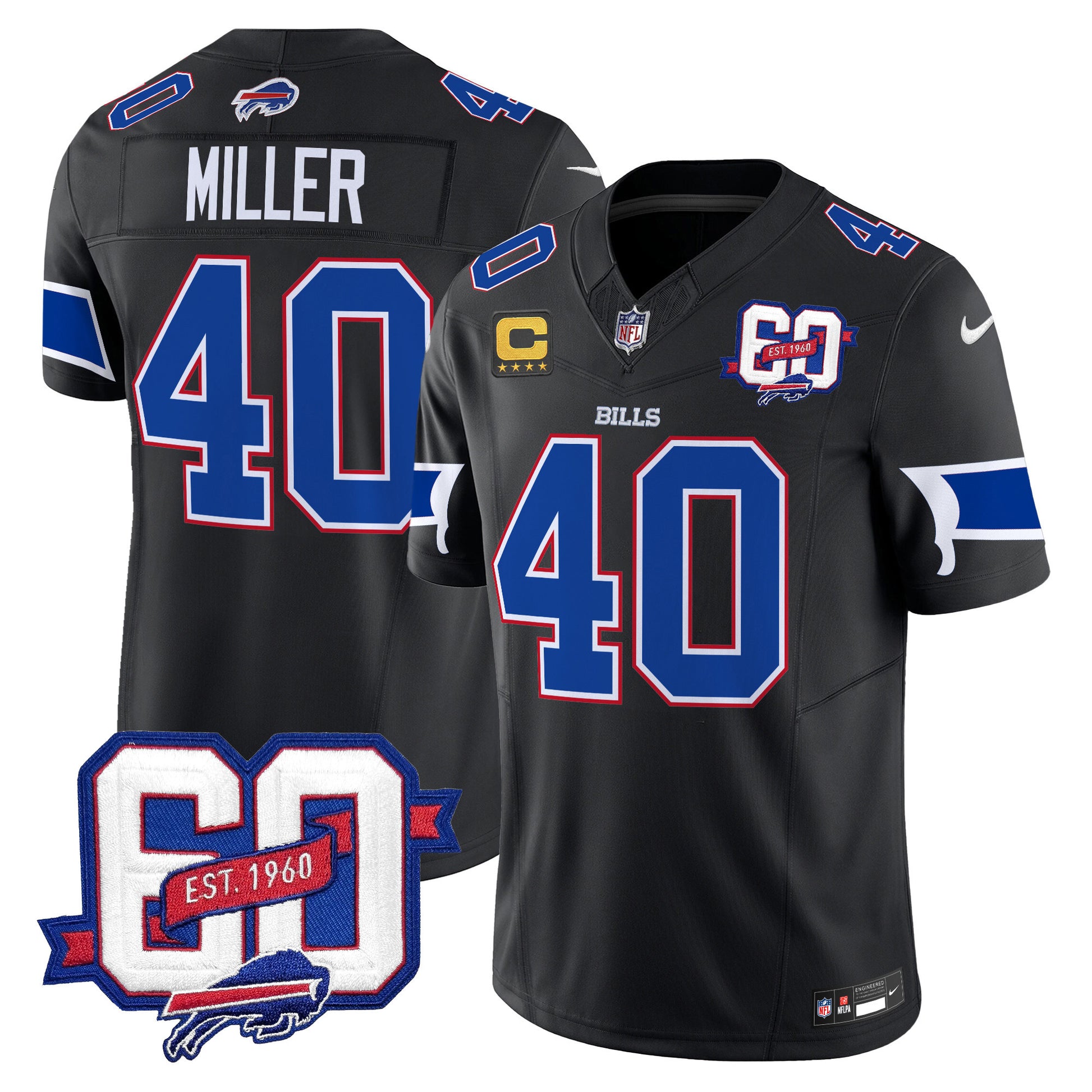 Men's Bills 60th Anniversary Patch Vapor Limited Jersey - All Stitched