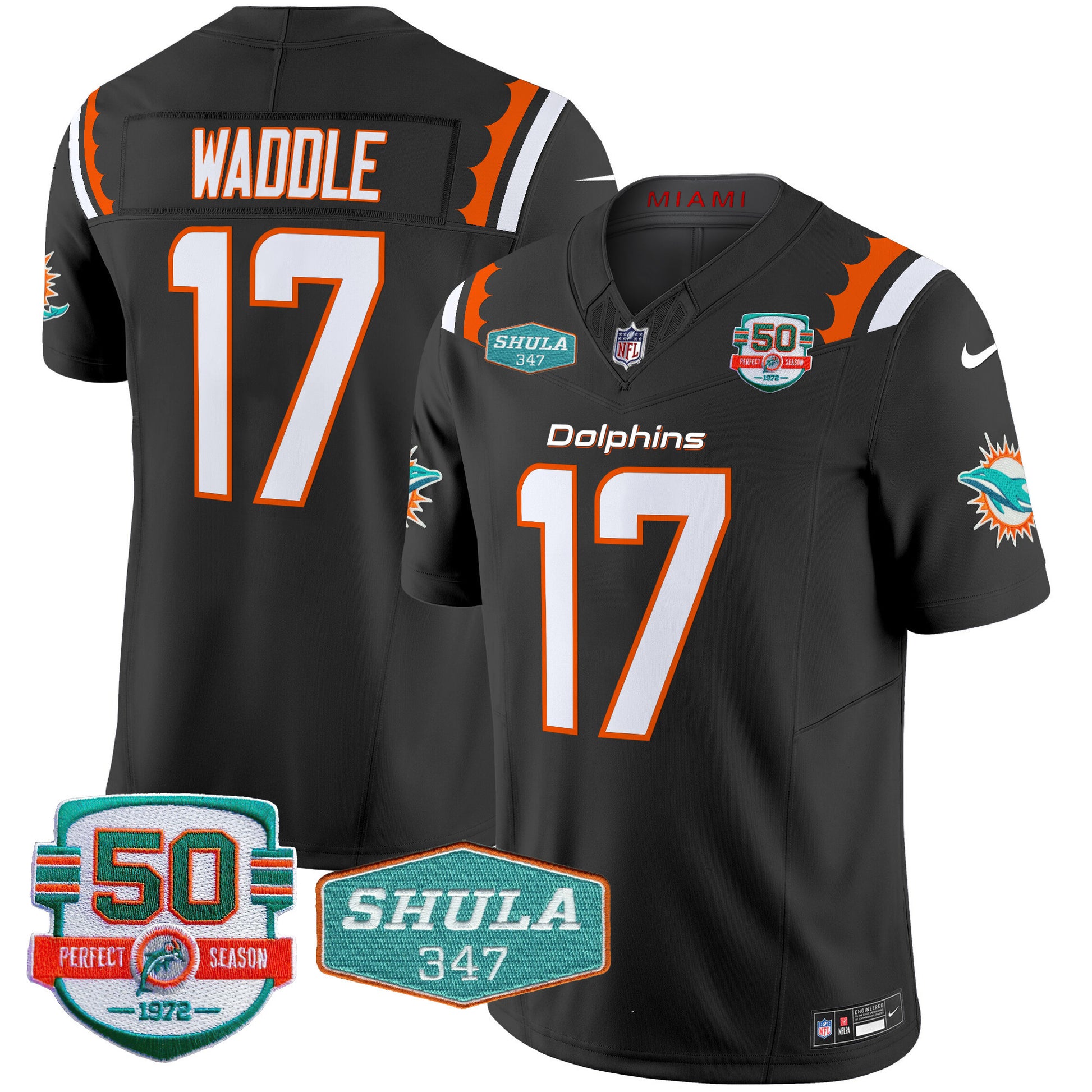 Men's Dolphins 50th & Don Shula 347 Memorial Patch Vapor Limited Jersey - All Stitched