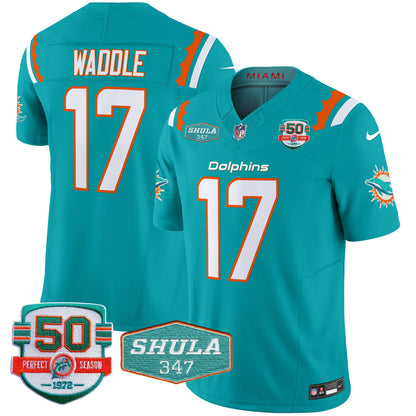 Men's Dolphins 50th & Don Shula 347 Memorial Patch Vapor Limited Jersey - All Stitched