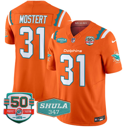Men's Dolphins 50th & Don Shula 347 Memorial Patch Vapor Limited Jersey - All Stitched