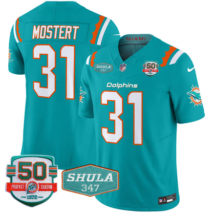 Men's Dolphins 50th & Don Shula 347 Memorial Patch Vapor Limited Jersey - All Stitched