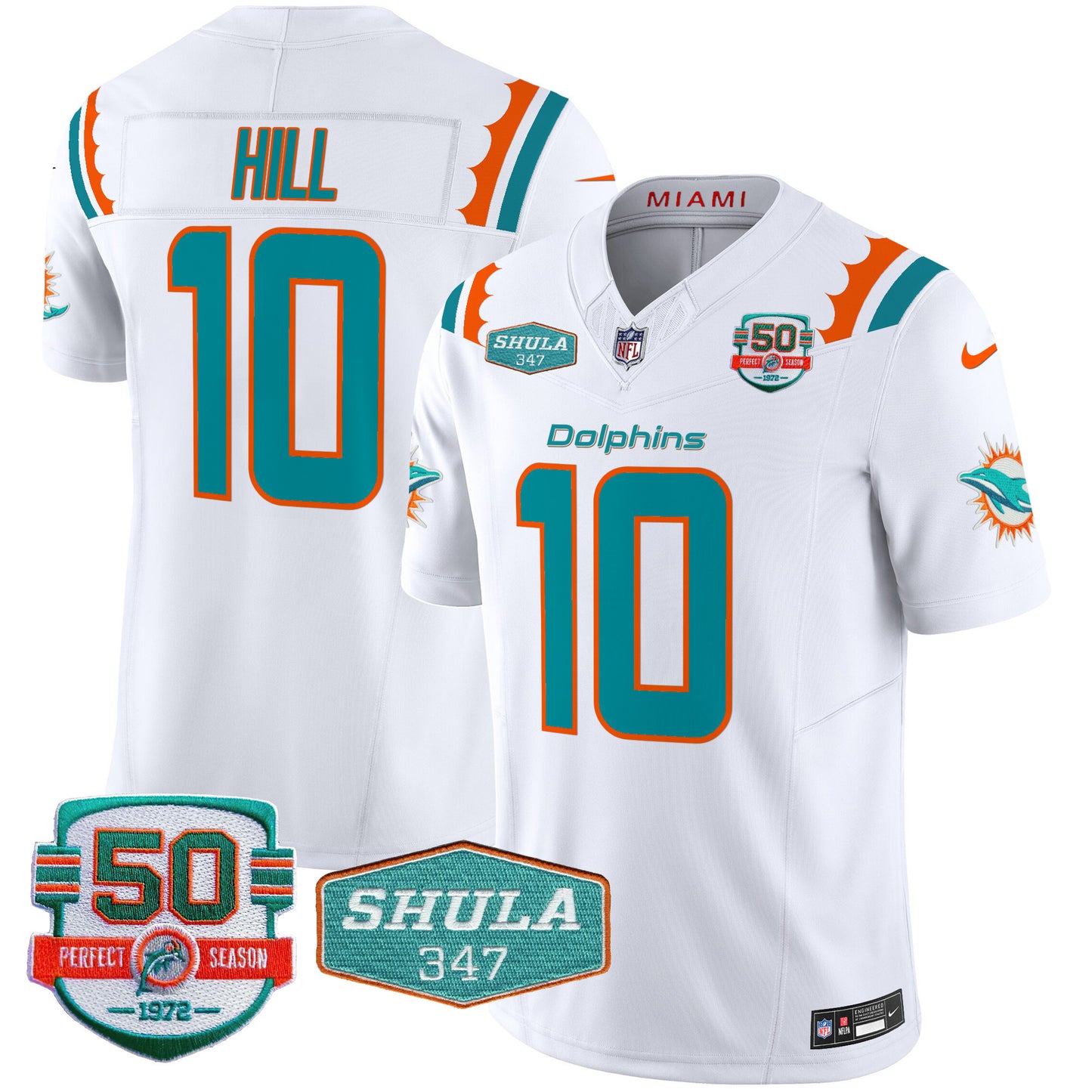 Men's Dolphins 50th & Don Shula 347 Memorial Patch Vapor Limited Jersey - All Stitched