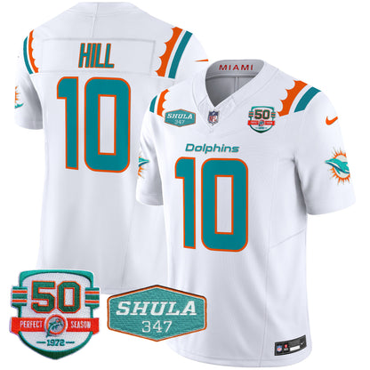 Men's Dolphins 50th & Don Shula 347 Memorial Patch Vapor Limited Jersey - All Stitched