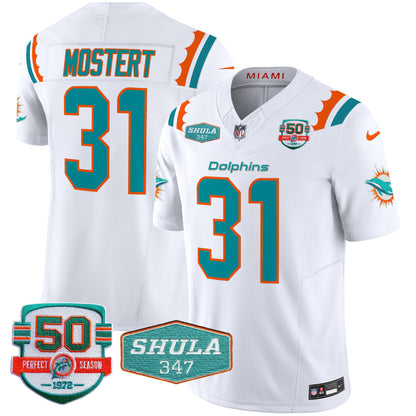 Men's Dolphins 50th & Don Shula 347 Memorial Patch Vapor Limited Jersey - All Stitched