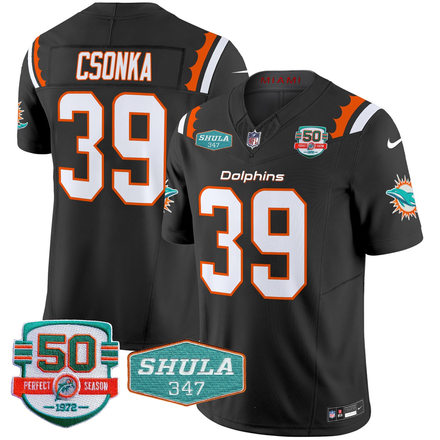 Men's Dolphins 50th & Don Shula 347 Memorial Patch Vapor Limited Jersey - All Stitched