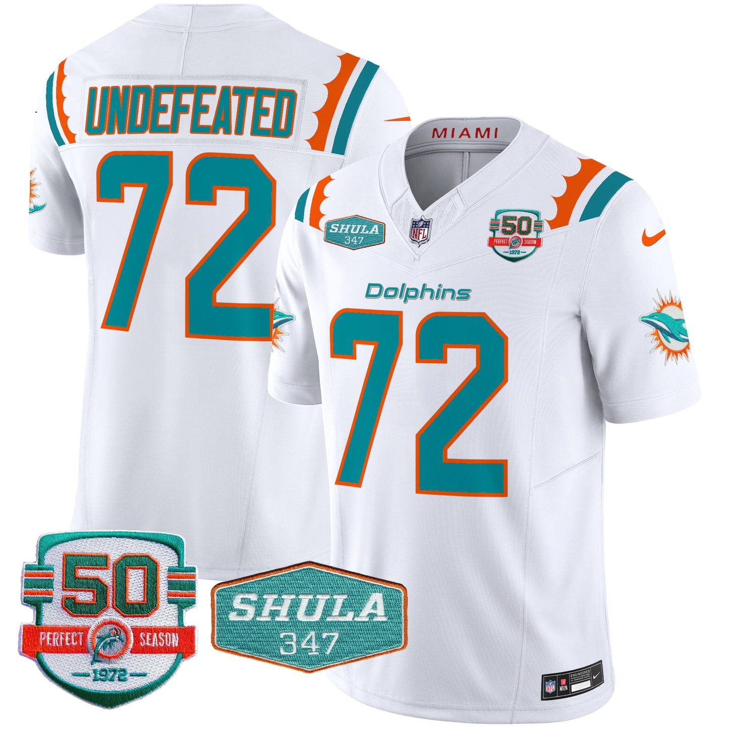 Men's Dolphins 50th & Don Shula 347 Memorial Patch Vapor Limited Jersey - All Stitched