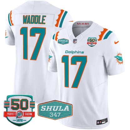 Men's Dolphins 50th & Don Shula 347 Memorial Patch Vapor Limited Jersey - All Stitched