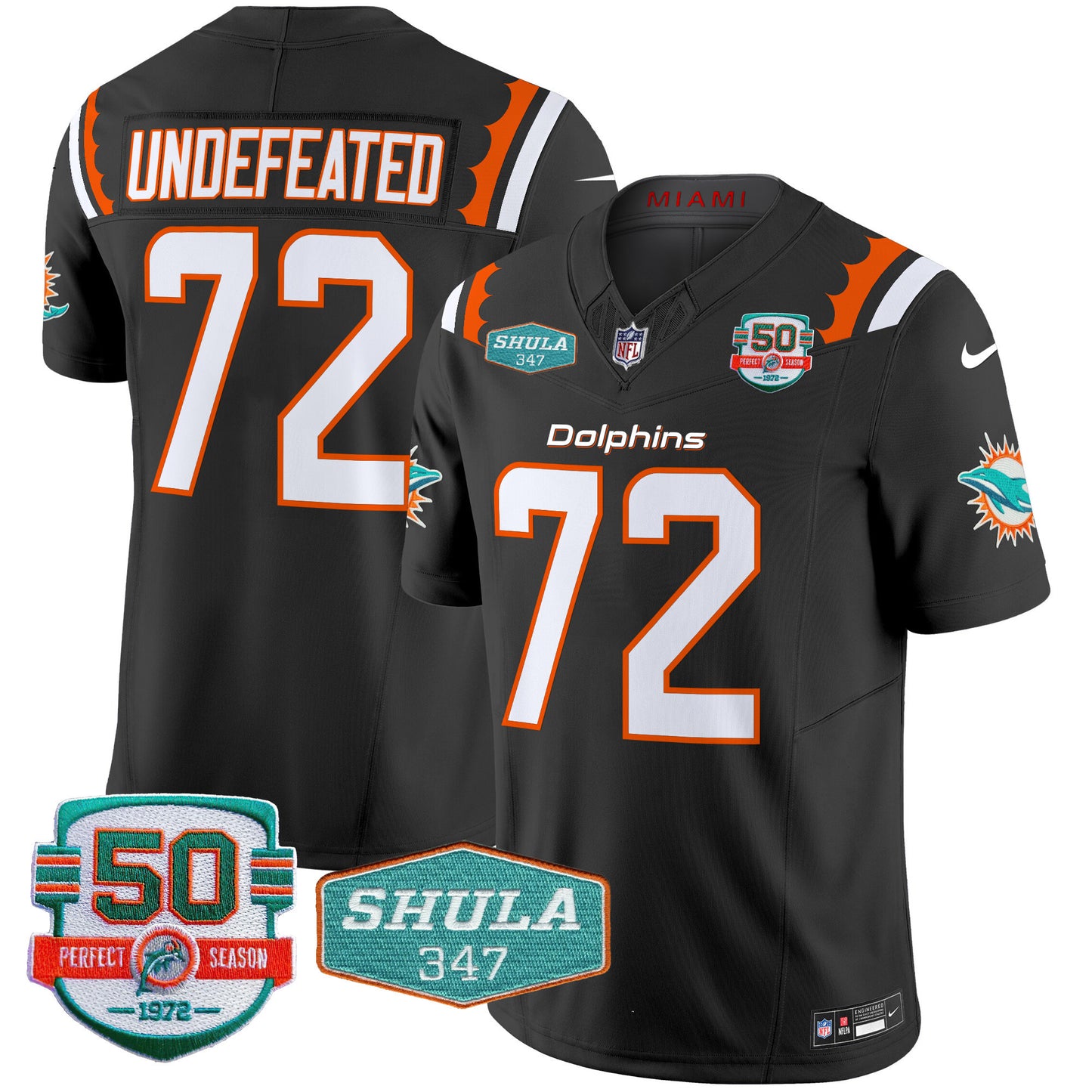 Men's Dolphins 50th & Don Shula 347 Memorial Patch Vapor Limited Jersey - All Stitched