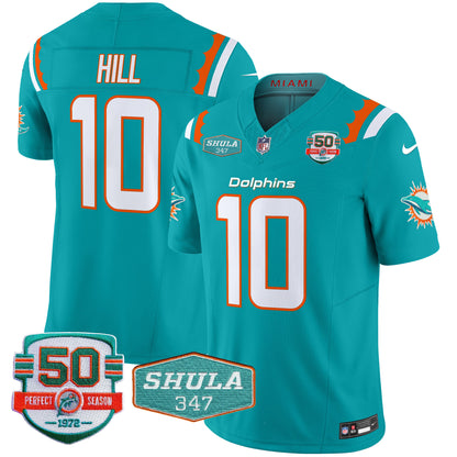 Men's Dolphins 50th & Don Shula 347 Memorial Patch Vapor Limited Jersey - All Stitched