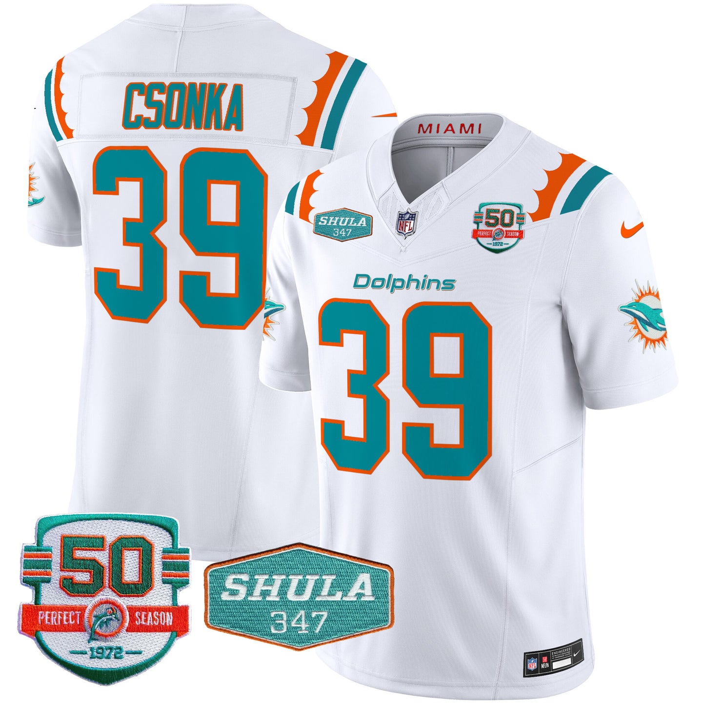 Men's Dolphins 50th & Don Shula 347 Memorial Patch Vapor Limited Jersey - All Stitched