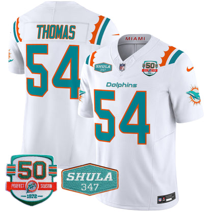 Men's Dolphins 50th & Don Shula 347 Memorial Patch Vapor Limited Jersey - All Stitched
