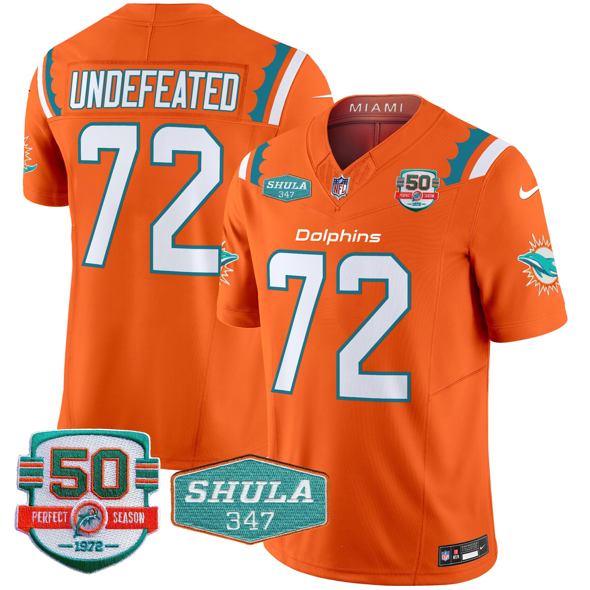 Men's Dolphins 50th & Don Shula 347 Memorial Patch Vapor Limited Jersey - All Stitched