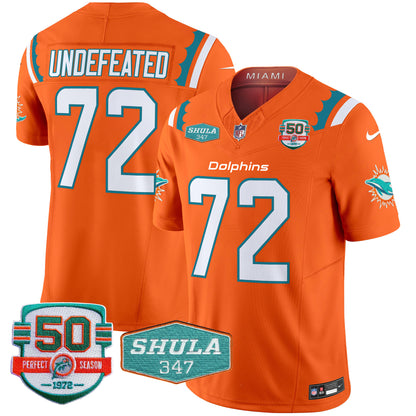 Men's Dolphins 50th & Don Shula 347 Memorial Patch Vapor Limited Jersey - All Stitched