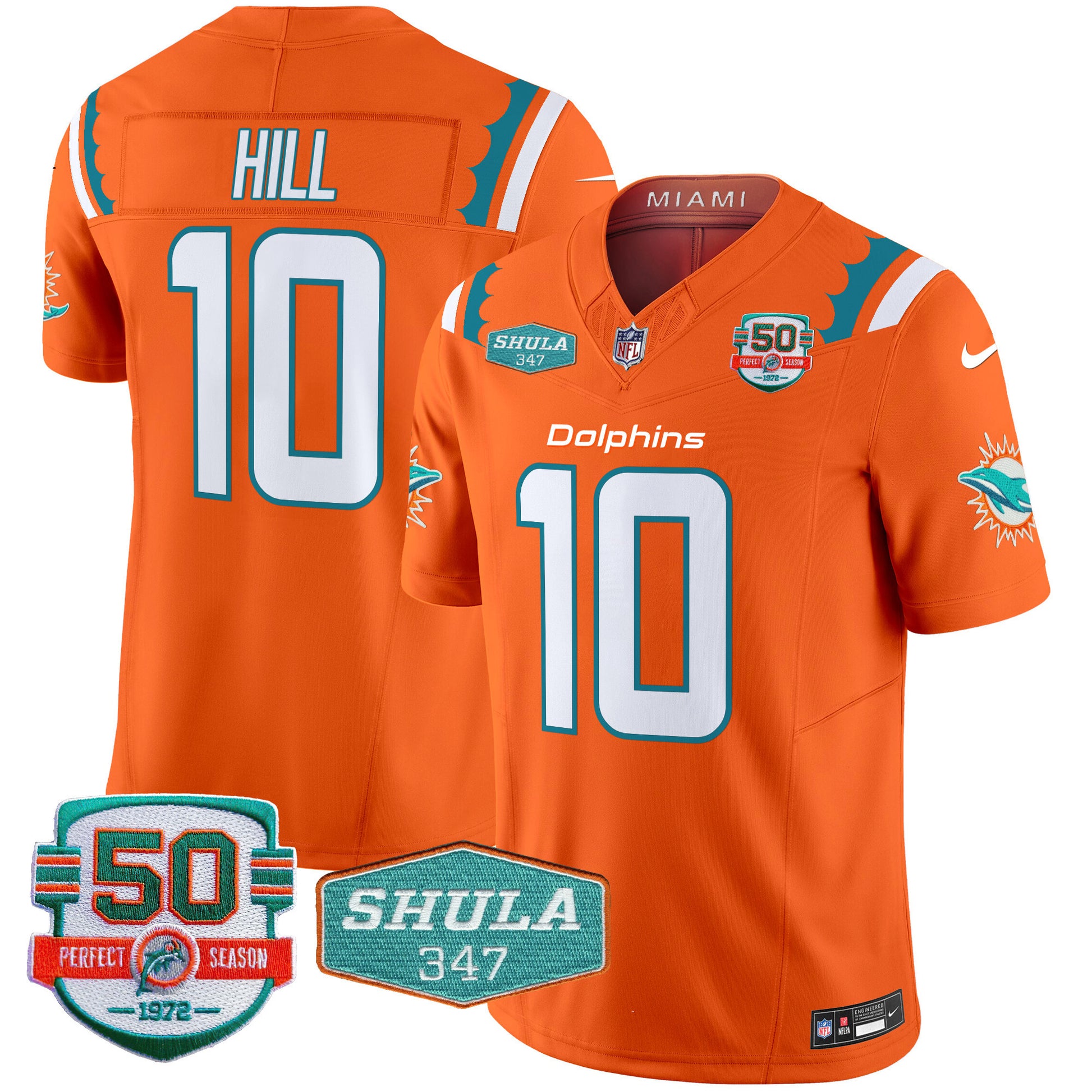 Men's Dolphins 50th & Don Shula 347 Memorial Patch Vapor Limited Jersey - All Stitched