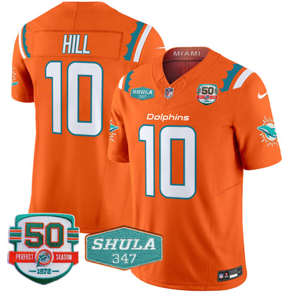 Men's Dolphins 50th & Don Shula 347 Memorial Patch Vapor Limited Jersey - All Stitched