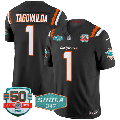 Men's Dolphins 50th & Don Shula 347 Memorial Patch Vapor Limited Jersey - All Stitched