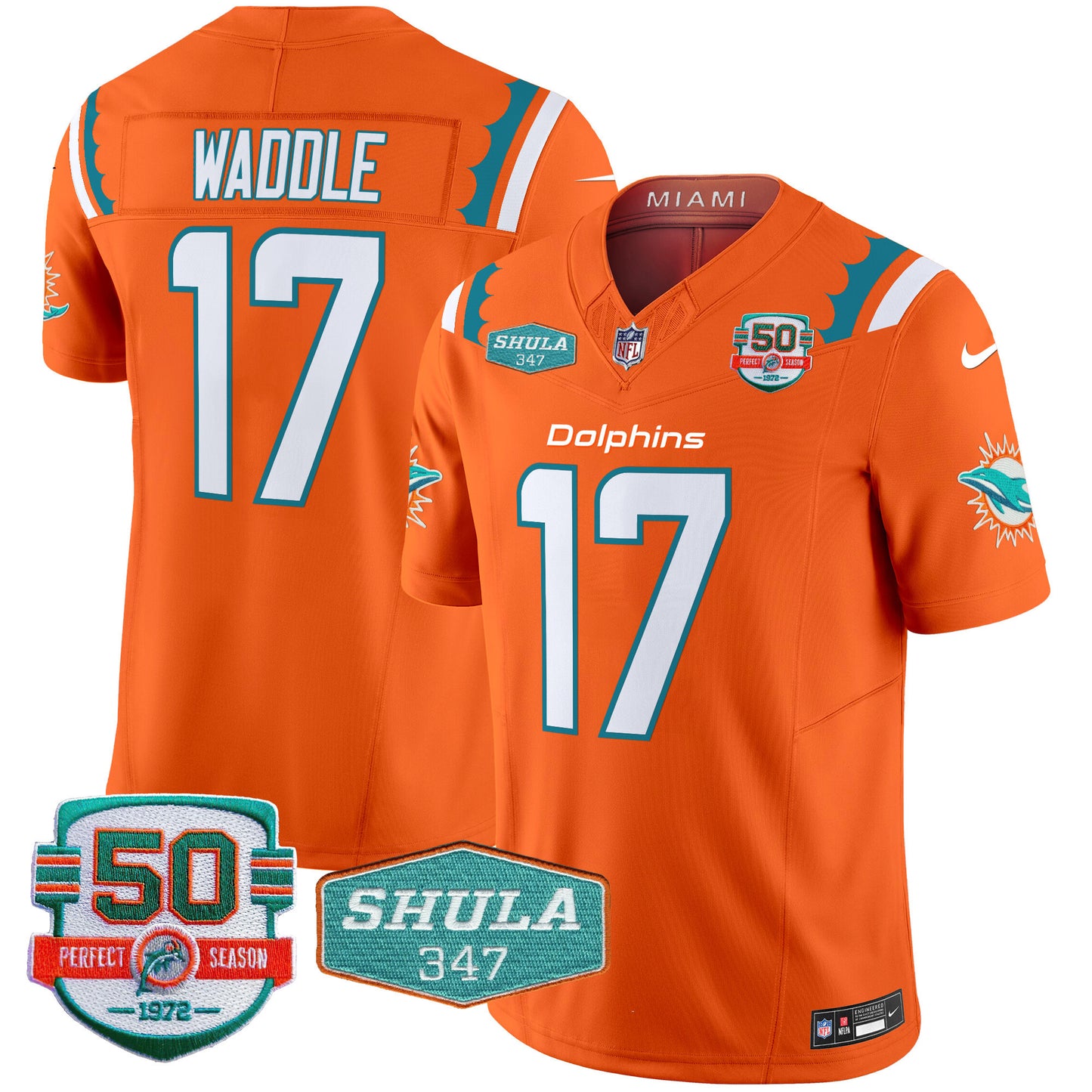 Men's Dolphins 50th & Don Shula 347 Memorial Patch Vapor Limited Jersey - All Stitched