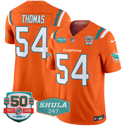 Men's Dolphins 50th & Don Shula 347 Memorial Patch Vapor Limited Jersey - All Stitched