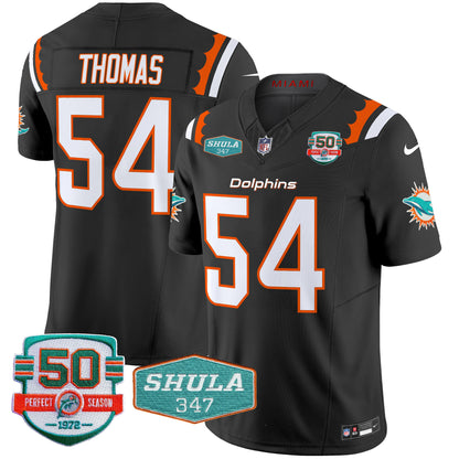 Men's Dolphins 50th & Don Shula 347 Memorial Patch Vapor Limited Jersey - All Stitched