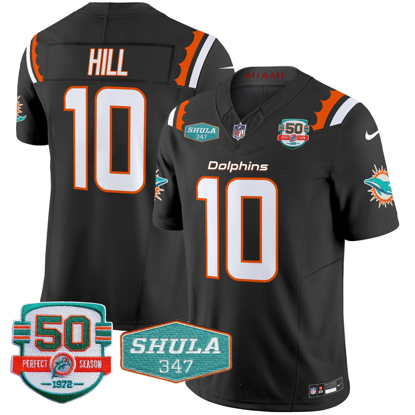 Men's Dolphins 50th & Don Shula 347 Memorial Patch Vapor Limited Jersey - All Stitched
