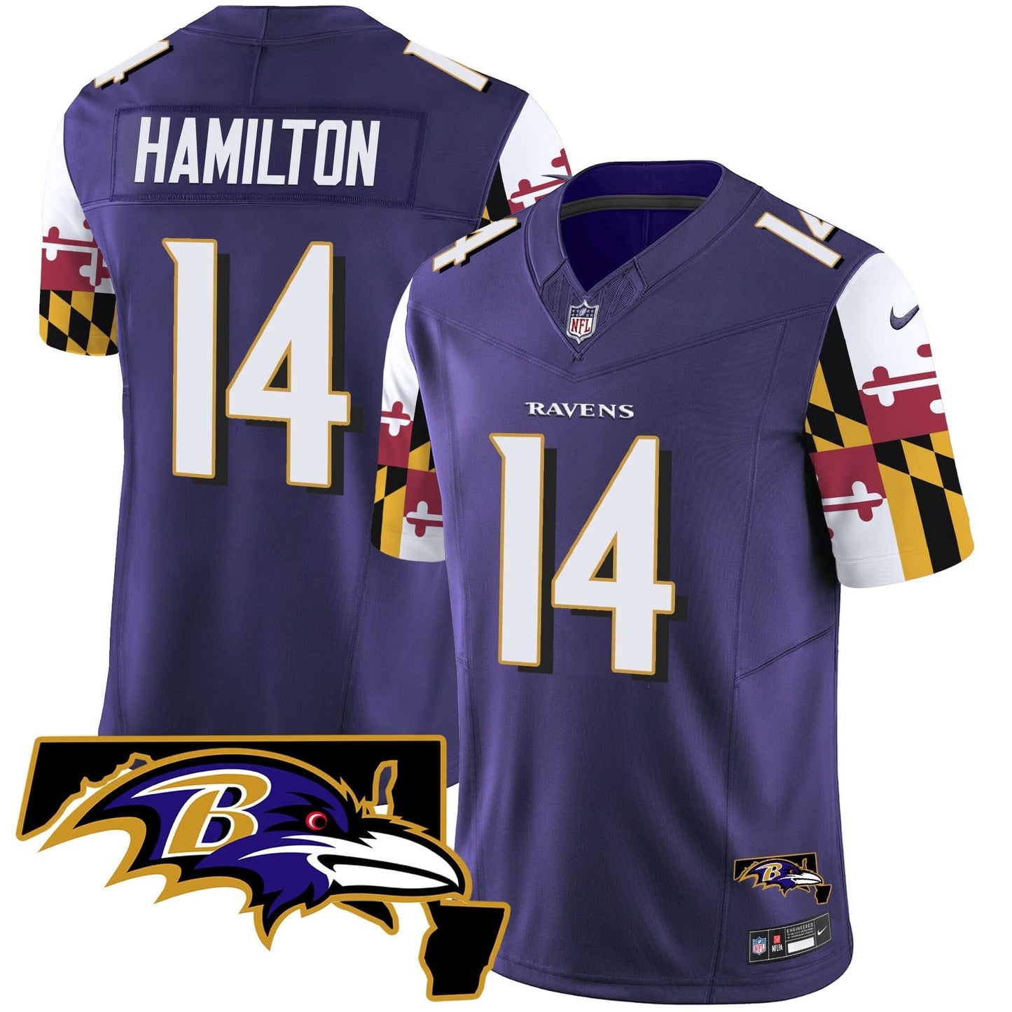 Ravens Maryland Flag Vapor Limited Jersey V2 - All Stitched
