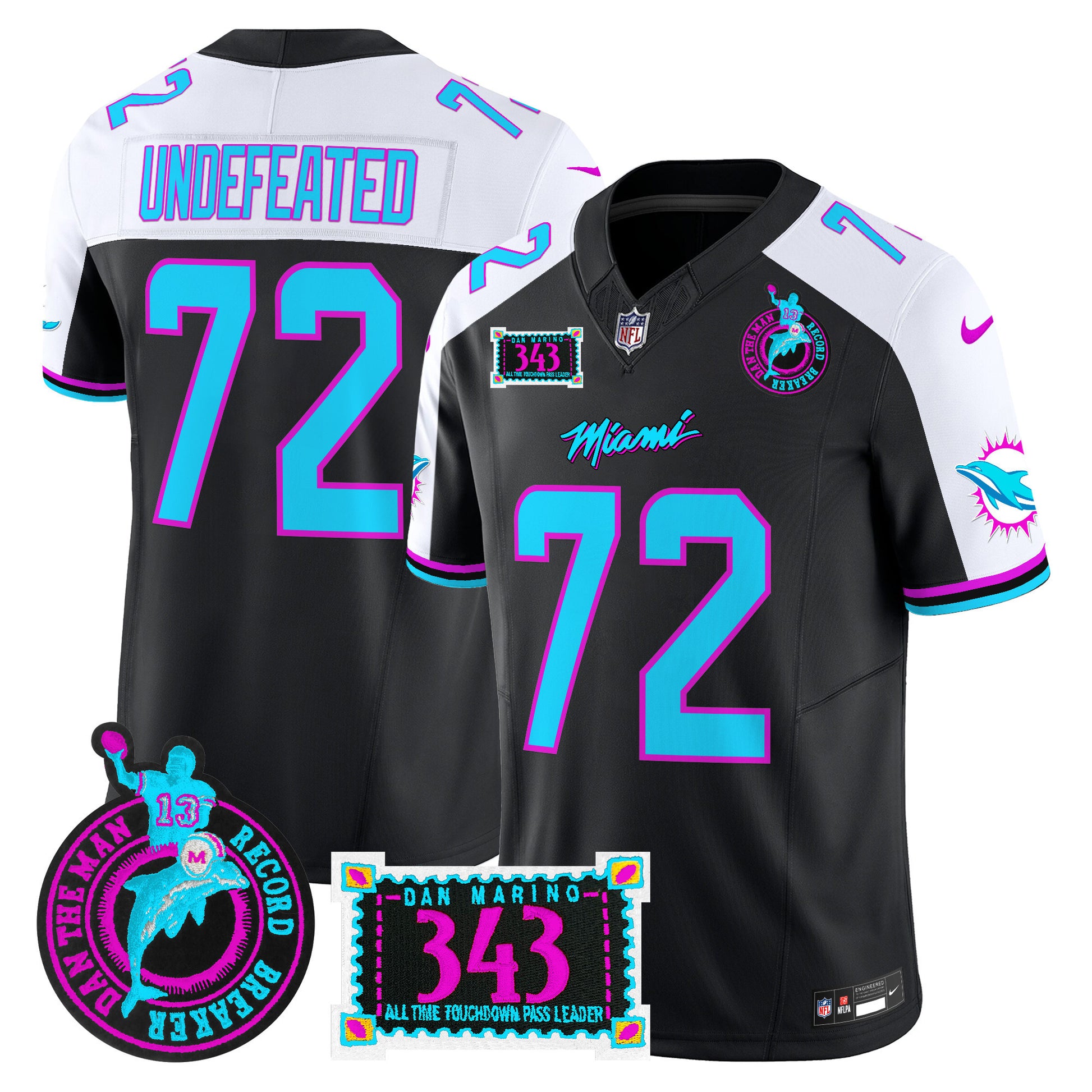 Men's Dolphins "Dan the Man Record Breaker" Patch Vapor Limited Jersey - All Stitched