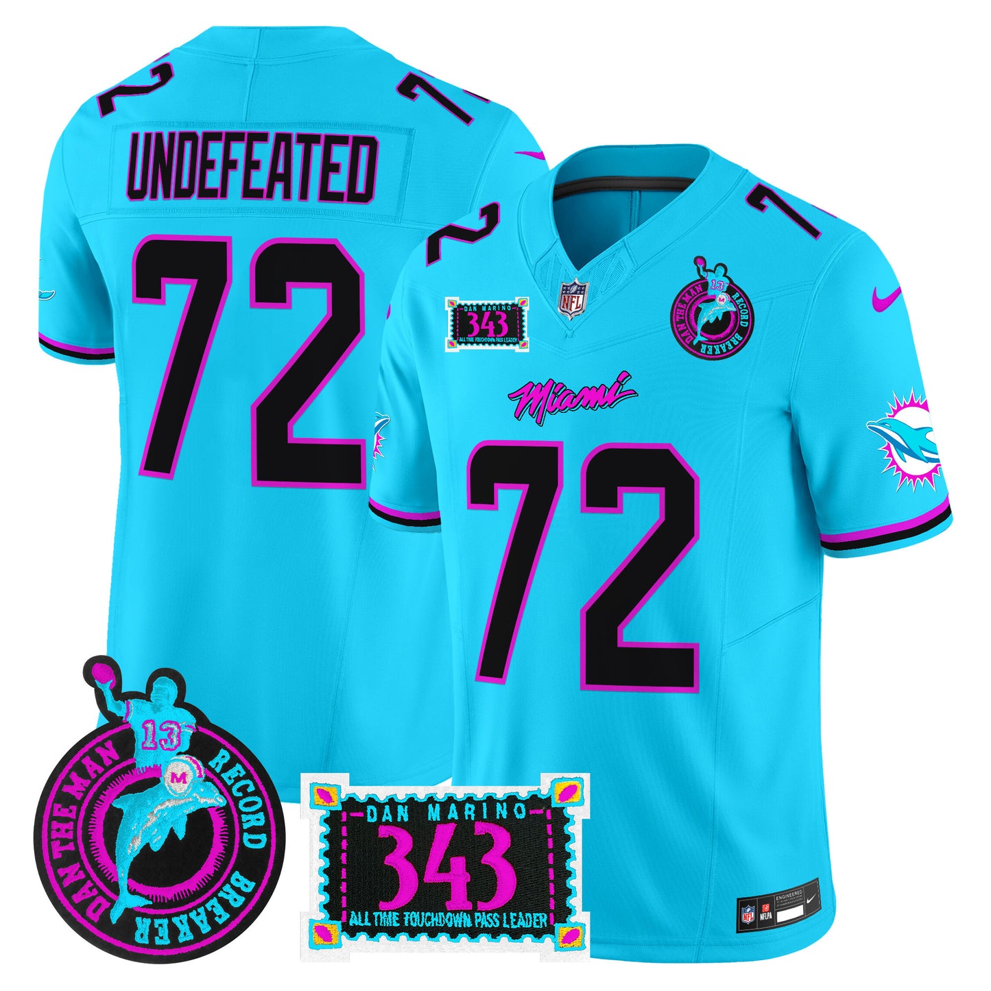 Men's Dolphins "Dan the Man Record Breaker" Patch Vapor Limited Jersey - All Stitched