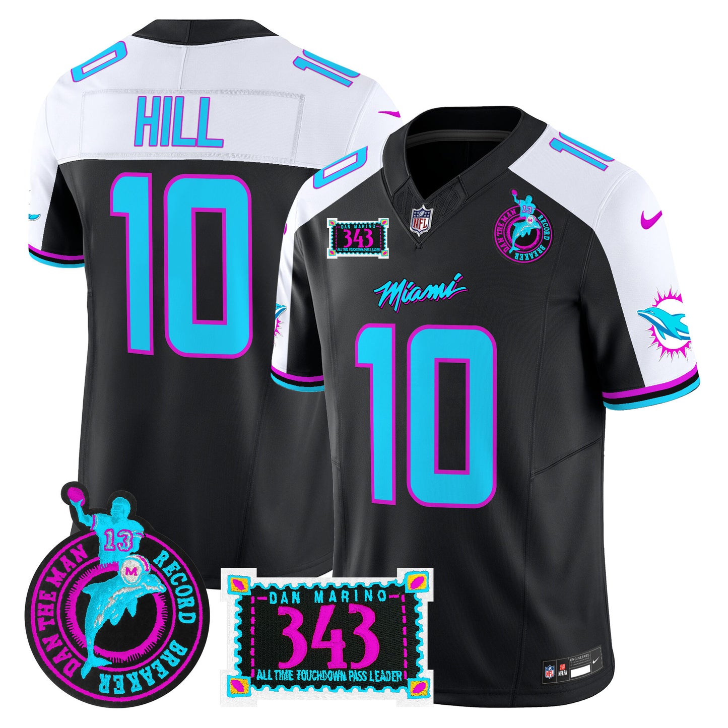 Men's Dolphins "Dan the Man Record Breaker" Patch Vapor Limited Jersey - All Stitched