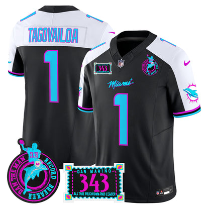 Men's Dolphins "Dan the Man Record Breaker" Patch Vapor Limited Jersey - All Stitched