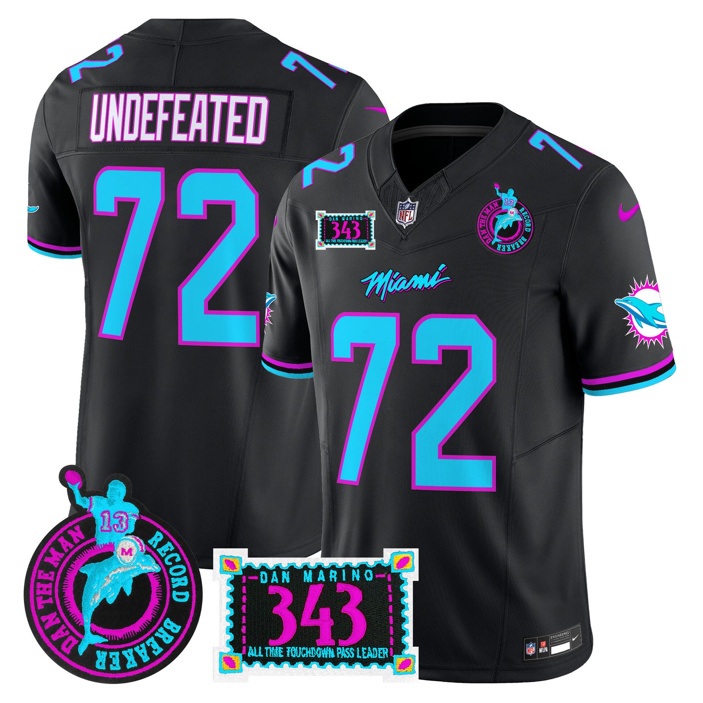 Men's Dolphins "Dan the Man Record Breaker" Patch Vapor Limited Jersey - All Stitched