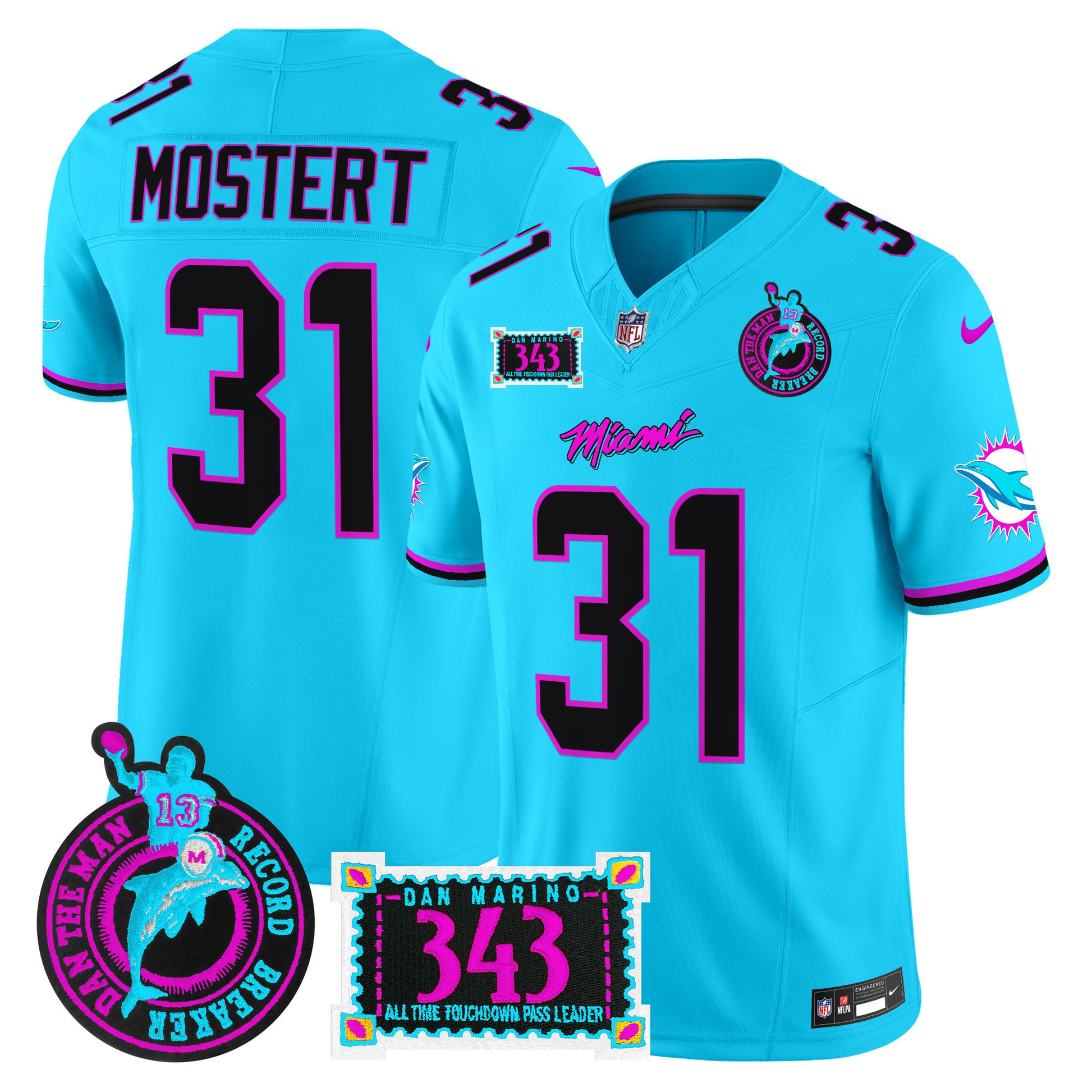 Men's Dolphins "Dan the Man Record Breaker" Patch Vapor Limited Jersey - All Stitched