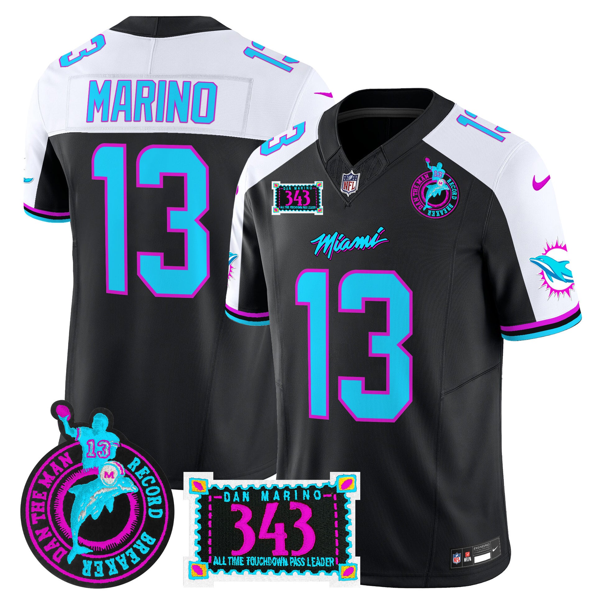 Men's Dolphins "Dan the Man Record Breaker" Patch Vapor Limited Jersey - All Stitched