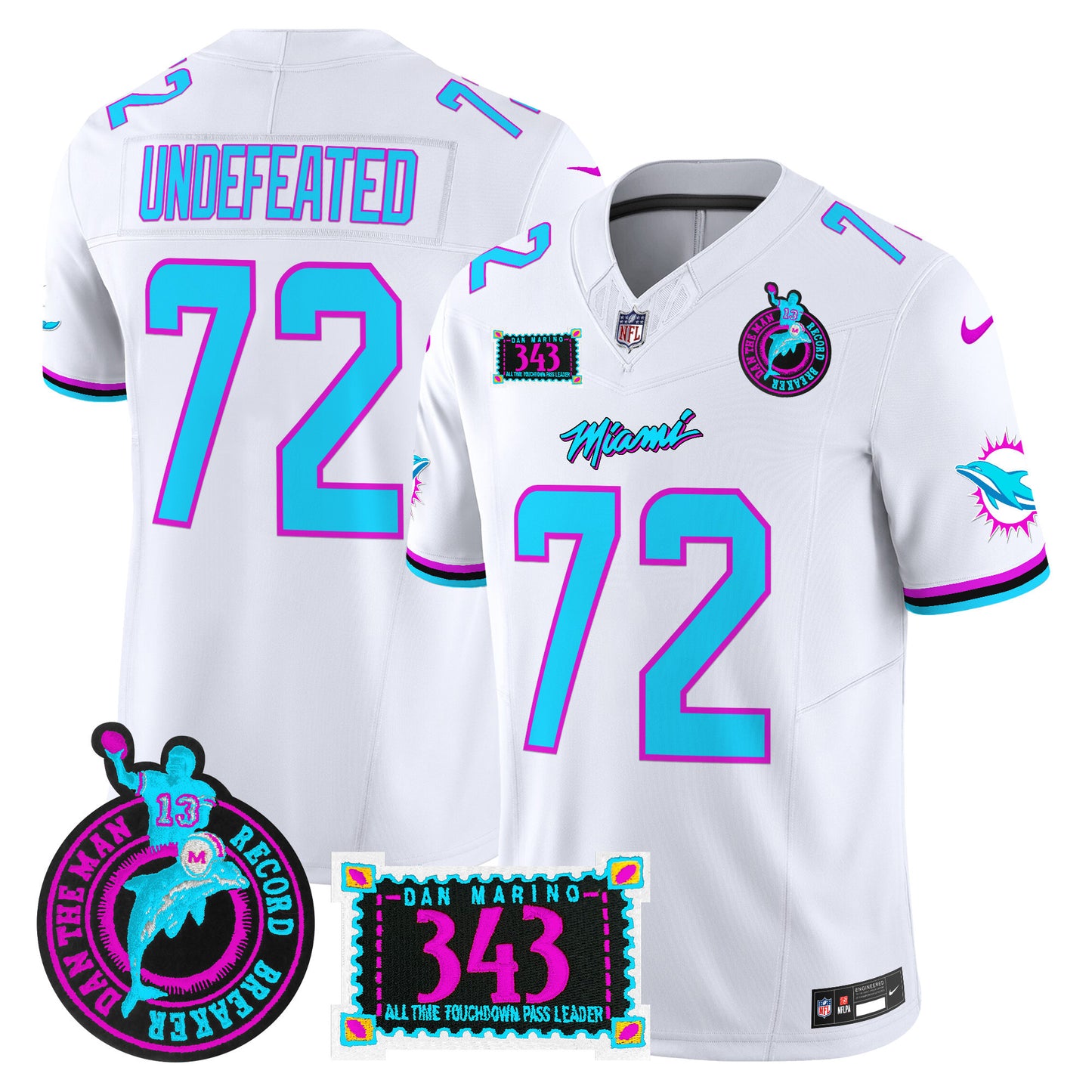 Men's Dolphins "Dan the Man Record Breaker" Patch Vapor Limited Jersey - All Stitched