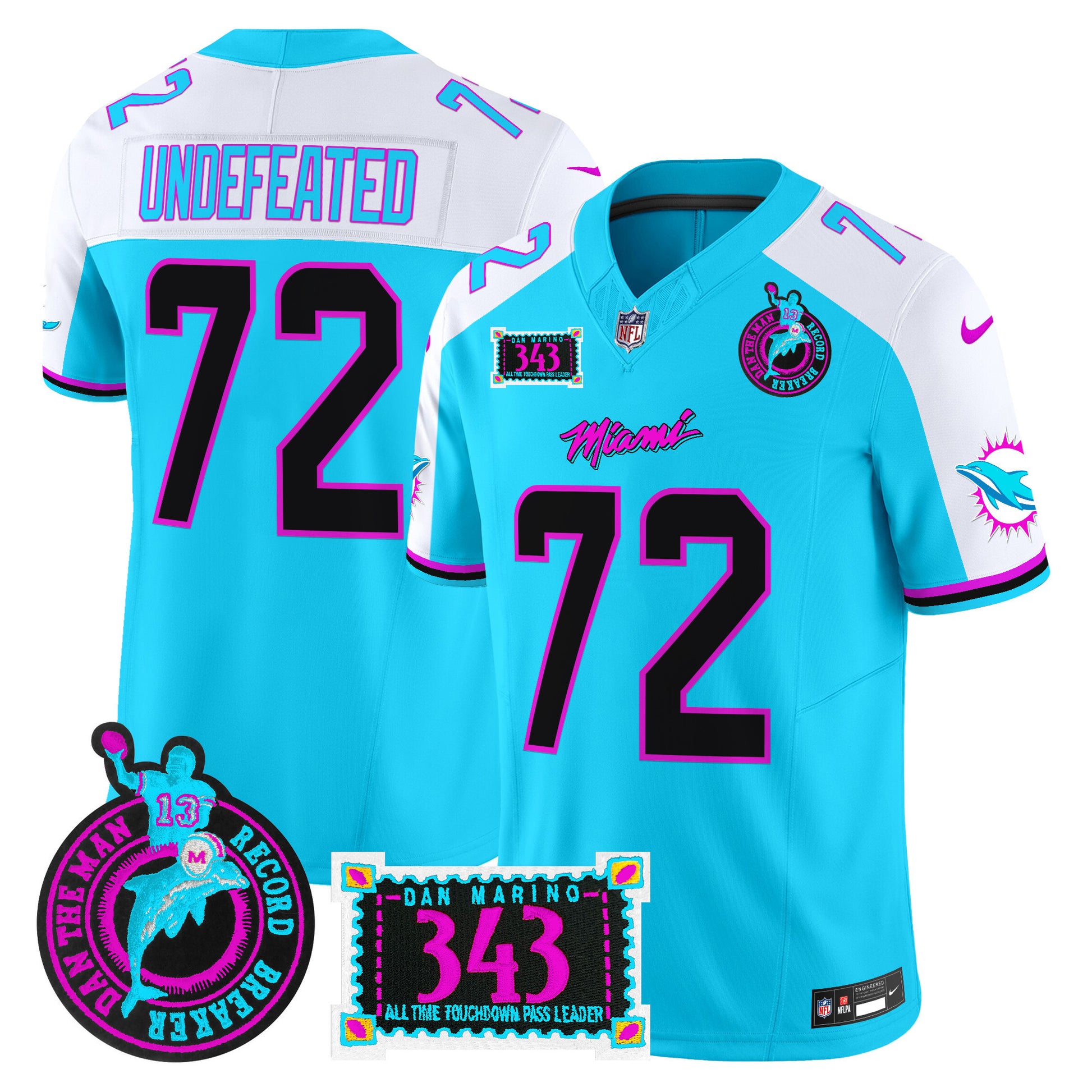 Men's Dolphins "Dan the Man Record Breaker" Patch Vapor Limited Jersey - All Stitched