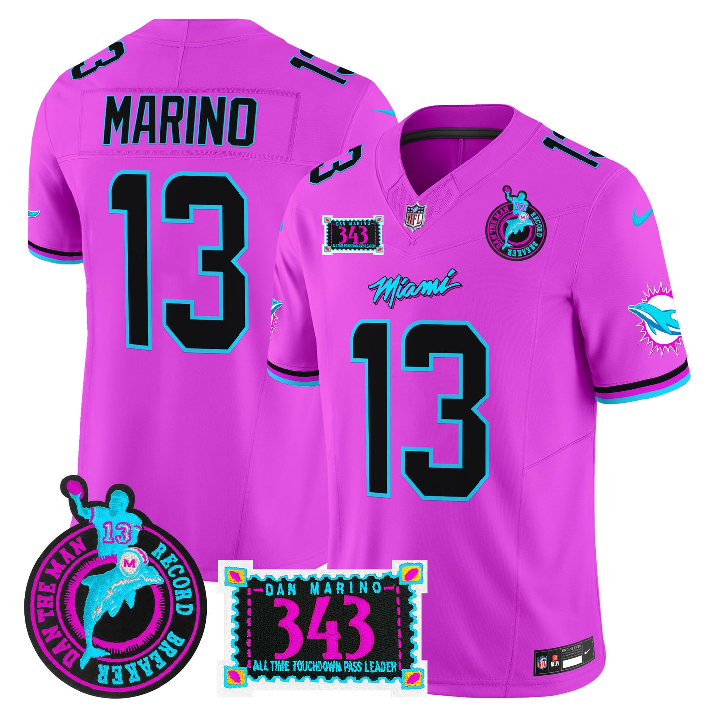 Men's Dolphins "Dan the Man Record Breaker" Patch Vapor Limited Jersey - All Stitched