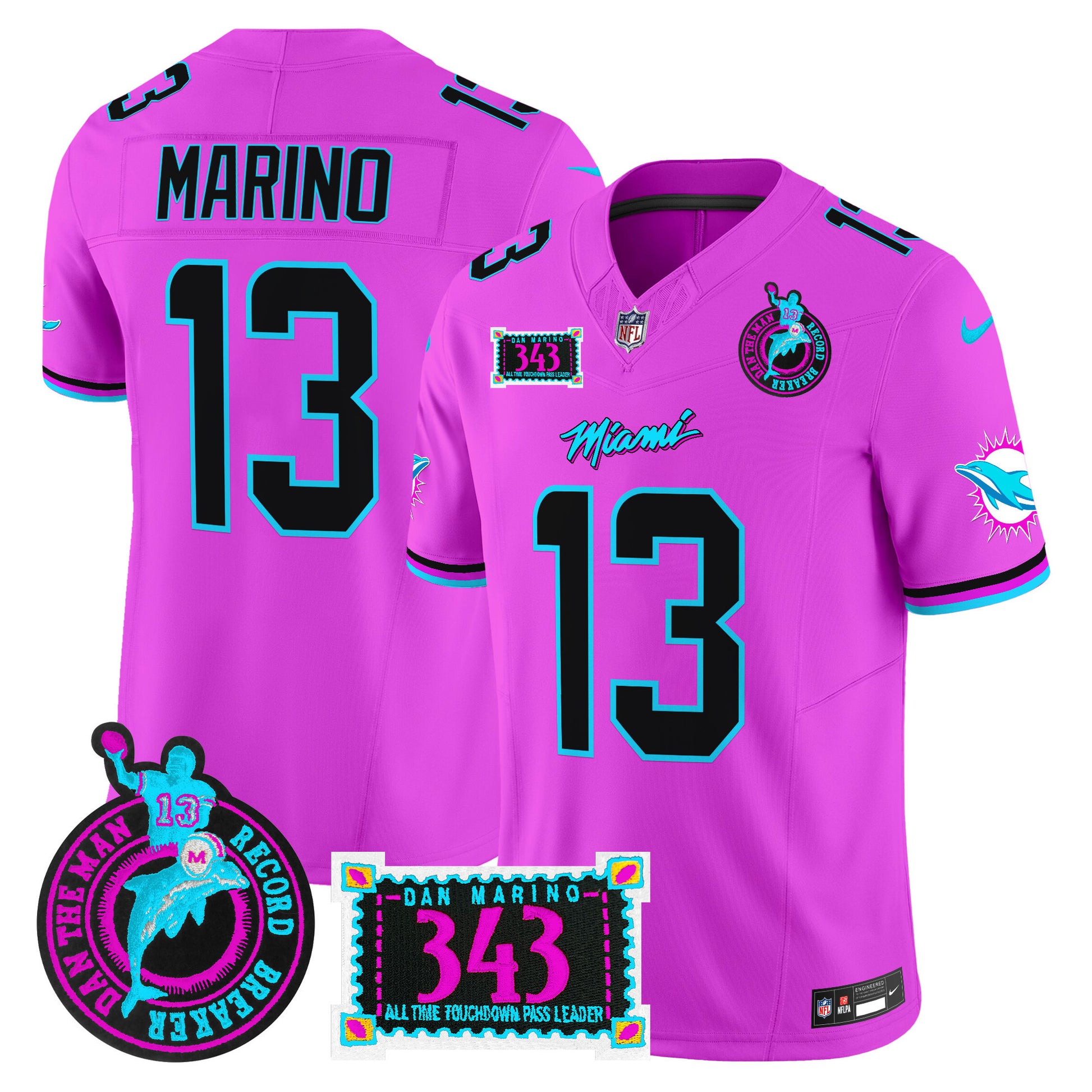 Men's Dolphins "Dan the Man Record Breaker" Patch Vapor Limited Jersey - All Stitched