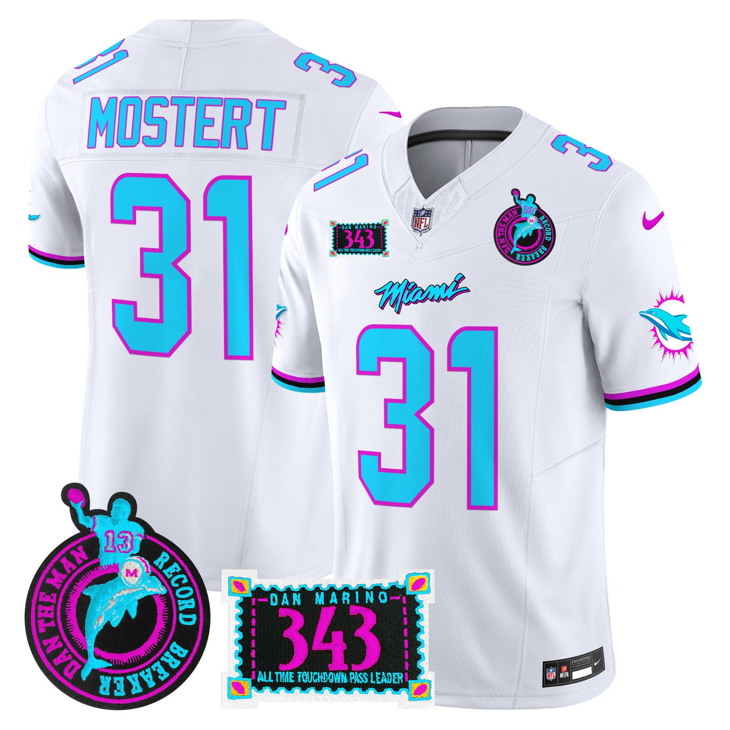 Men's Dolphins "Dan the Man Record Breaker" Patch Vapor Limited Jersey - All Stitched