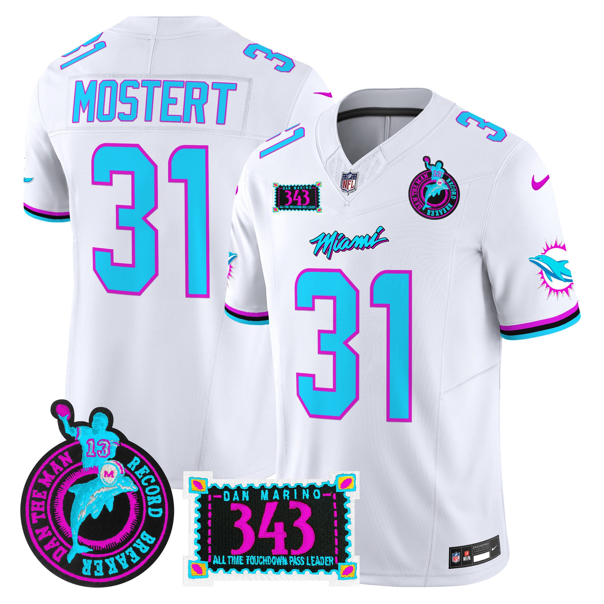 Men's Dolphins "Dan the Man Record Breaker" Patch Vapor Limited Jersey - All Stitched