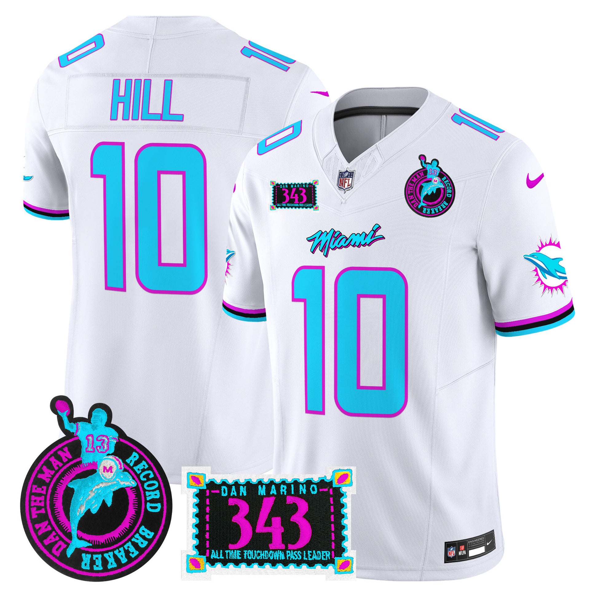 Men's Dolphins "Dan the Man Record Breaker" Patch Vapor Limited Jersey - All Stitched